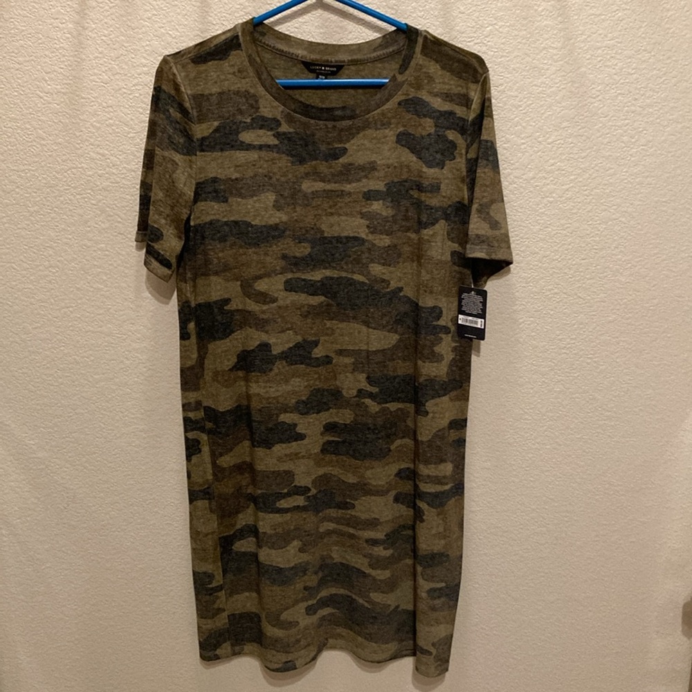 Lucky Brand Women's Short Sleeve Crew Neck Camo Summer Tee Shirt Dress - Picture 8 of 14